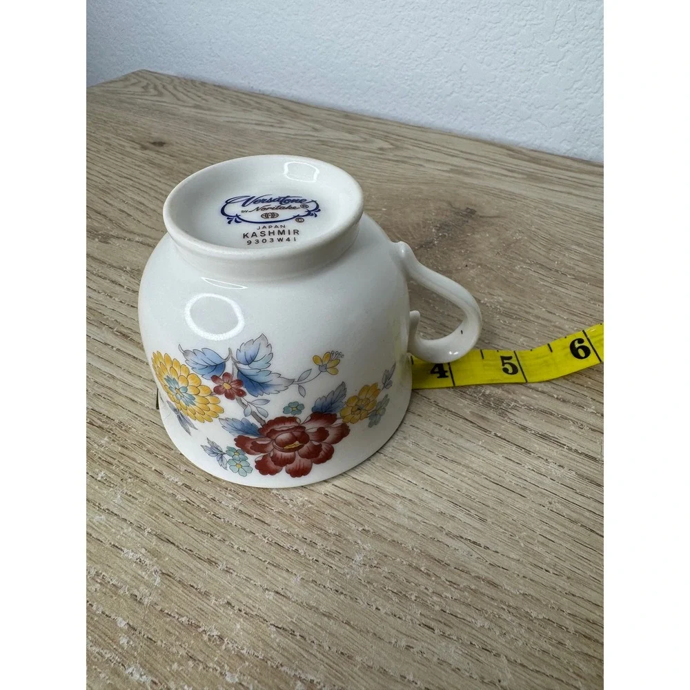 Noritake Versatone Kashmir 9303 Tea Cup and Saucer Set Vintage Floral Stoneware‎